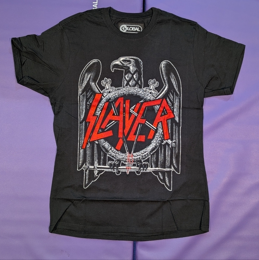 SLAYER Graphic Tee Eagle Global Band Concert Music Shirt Unisex Black